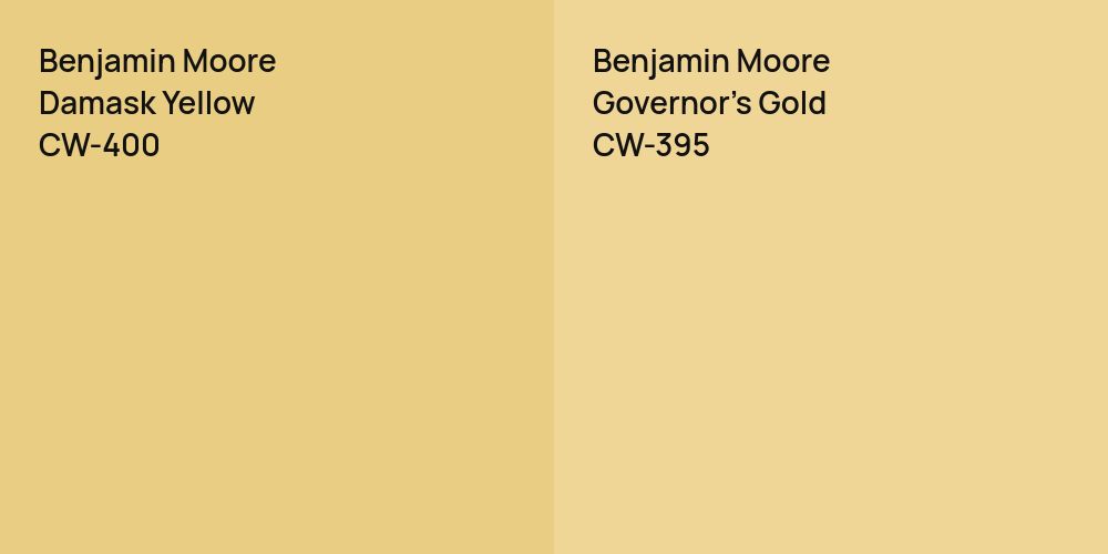 Benjamin Moore Damask Yellow vs. Benjamin Moore Governor's Gold