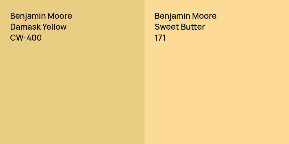 Benjamin Moore Damask Yellow vs. Benjamin Moore Sweet Butter