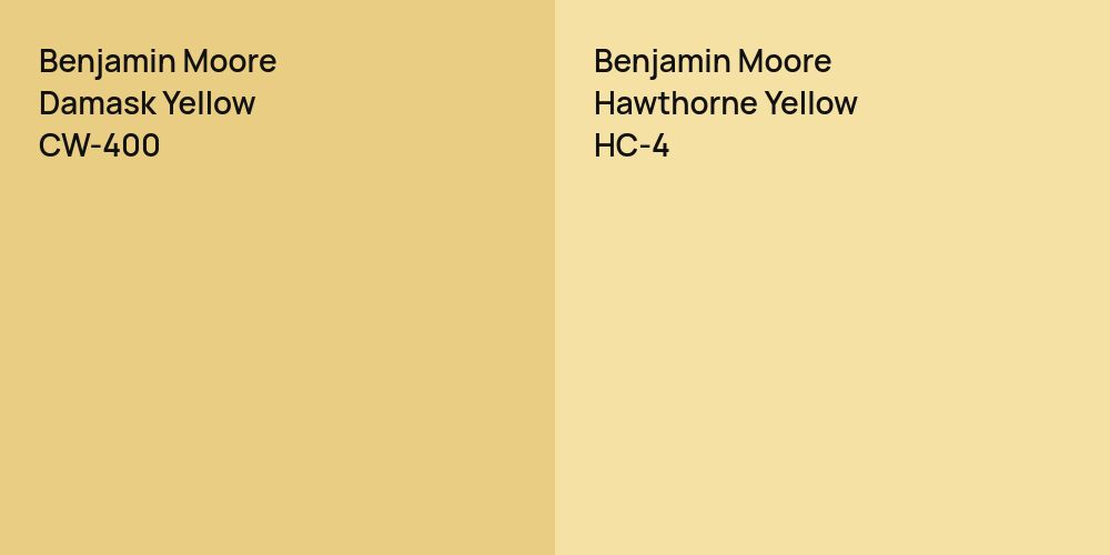 Benjamin Moore Damask Yellow vs. Benjamin Moore Hawthorne Yellow