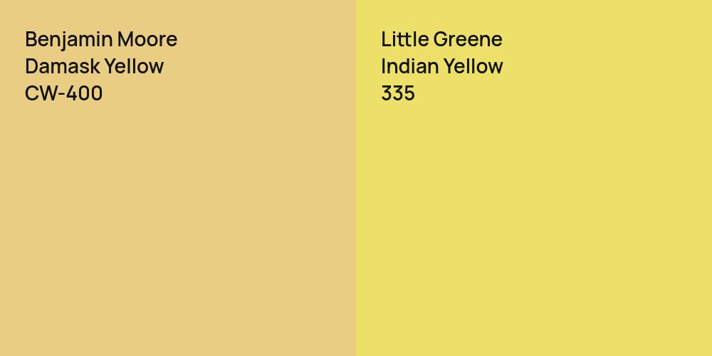 Benjamin Moore Damask Yellow vs. Little Greene Indian Yellow