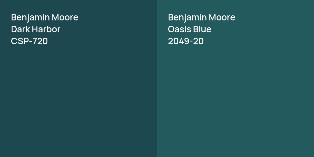 Benjamin Moore Dark Harbor vs. Benjamin Moore Oasis Blue