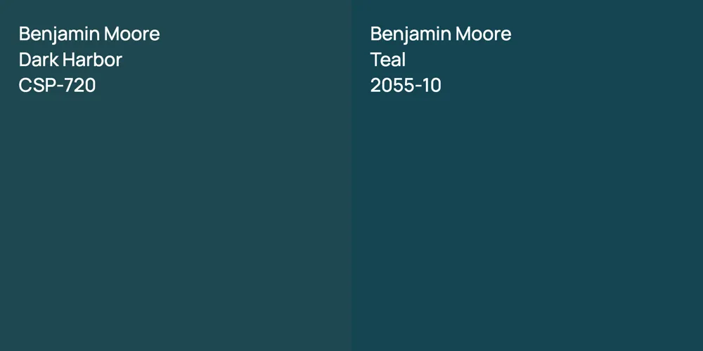 Benjamin Moore Dark Harbor vs. Benjamin Moore Teal