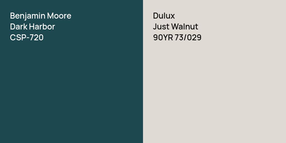 Benjamin Moore Dark Harbor vs. Dulux Just Walnut