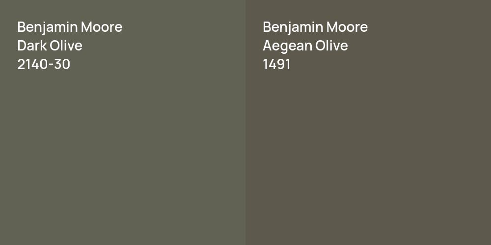 Benjamin Moore Dark Olive vs. Benjamin Moore Aegean Olive