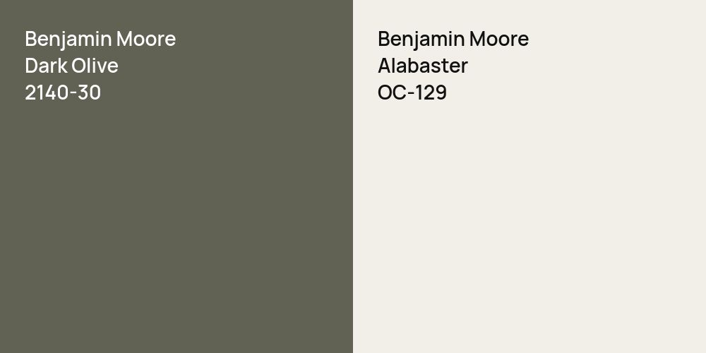 Benjamin Moore Dark Olive vs. Benjamin Moore Alabaster