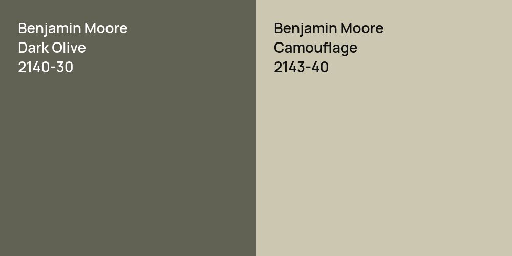 Benjamin Moore Dark Olive vs. Benjamin Moore Camouflage