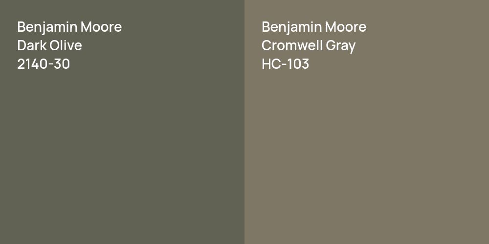 Benjamin Moore Dark Olive vs. Benjamin Moore Cromwell Gray