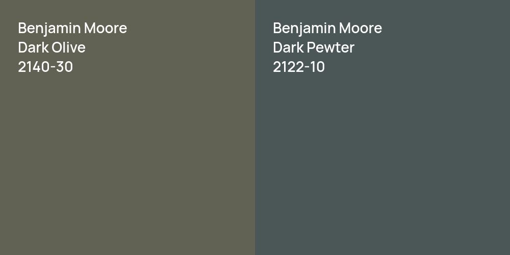 Benjamin Moore Dark Olive vs. Benjamin Moore Dark Pewter