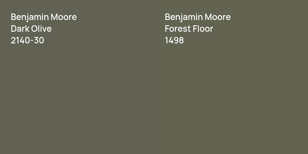 Benjamin Moore Dark Olive vs. Benjamin Moore Forest Floor