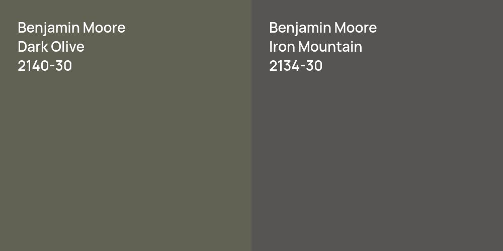 Benjamin Moore Dark Olive vs. Benjamin Moore Iron Mountain