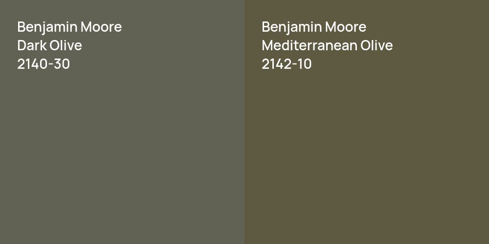 Benjamin Moore Dark Olive vs. Benjamin Moore Mediterranean Olive