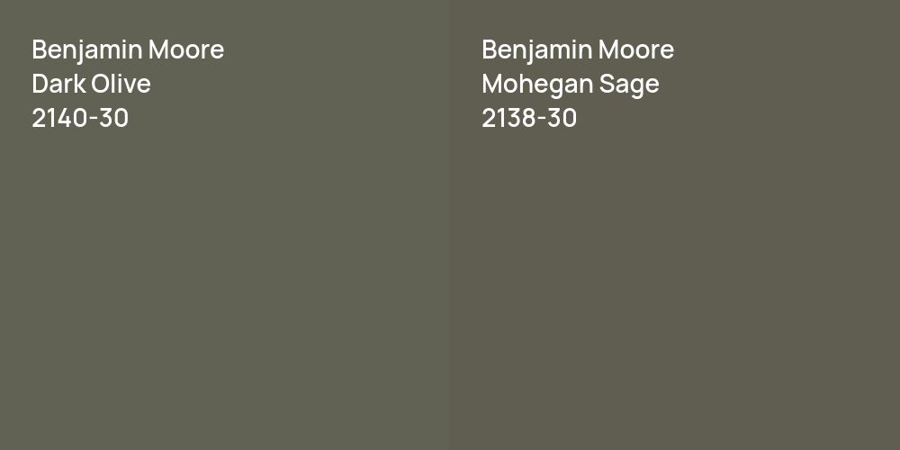 Benjamin Moore Dark Olive vs. Benjamin Moore Mohegan Sage