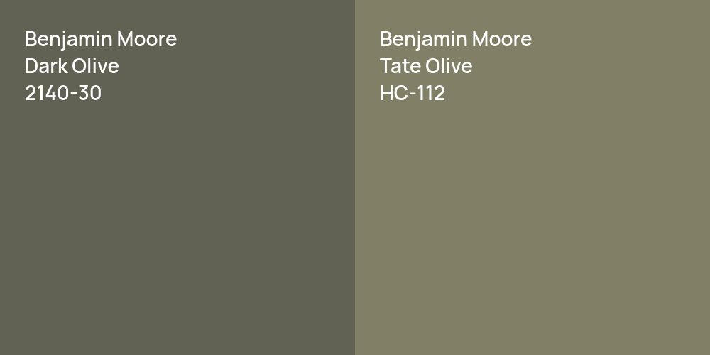 Benjamin Moore Dark Olive vs. Benjamin Moore Tate Olive