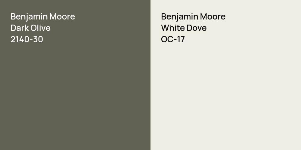 Benjamin Moore Dark Olive vs. Benjamin Moore White Dove