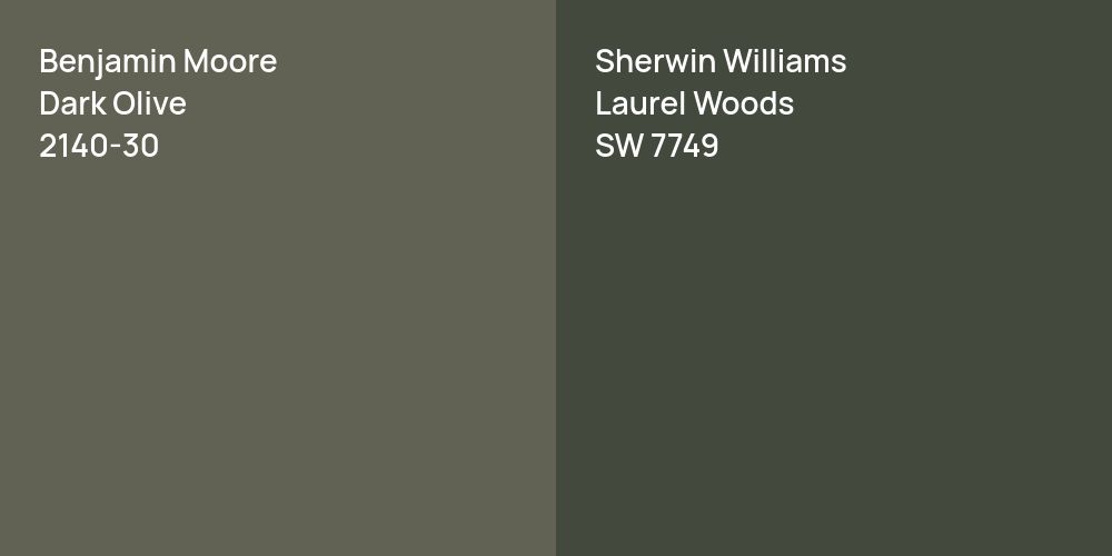 Benjamin Moore Dark Olive vs. Sherwin Williams Laurel Woods