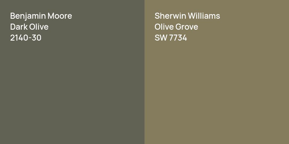 Benjamin Moore Dark Olive vs. Sherwin Williams Olive Grove