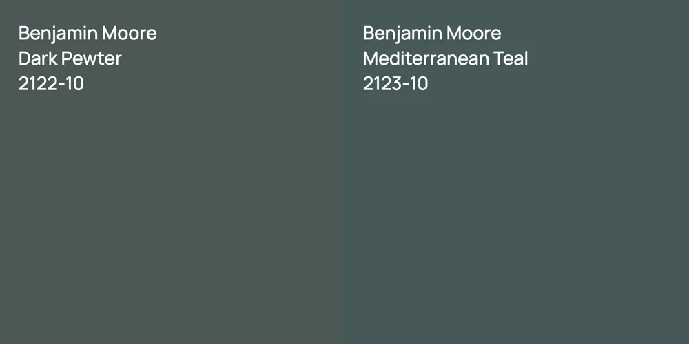 Benjamin Moore Dark Pewter vs. Benjamin Moore Mediterranean Teal