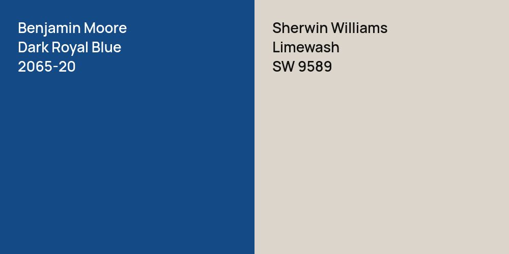 Benjamin Moore Dark Royal Blue vs. Sherwin Williams Limewash