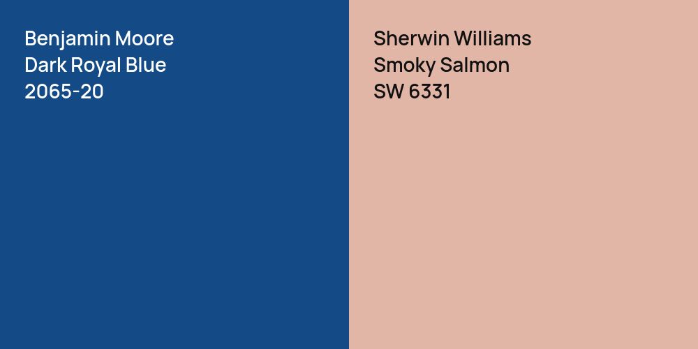 Benjamin Moore Dark Royal Blue vs. Sherwin Williams Smoky Salmon