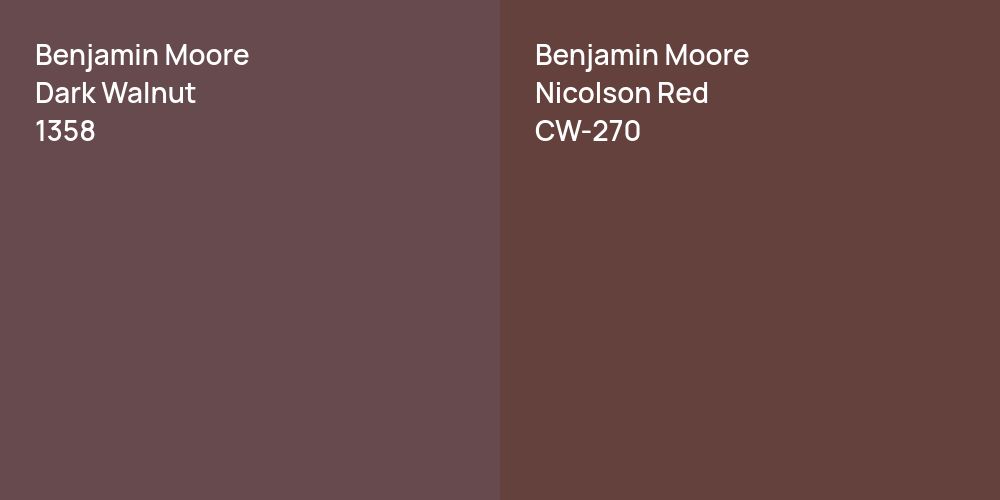 Benjamin Moore Dark Walnut vs. Benjamin Moore Nicolson Red