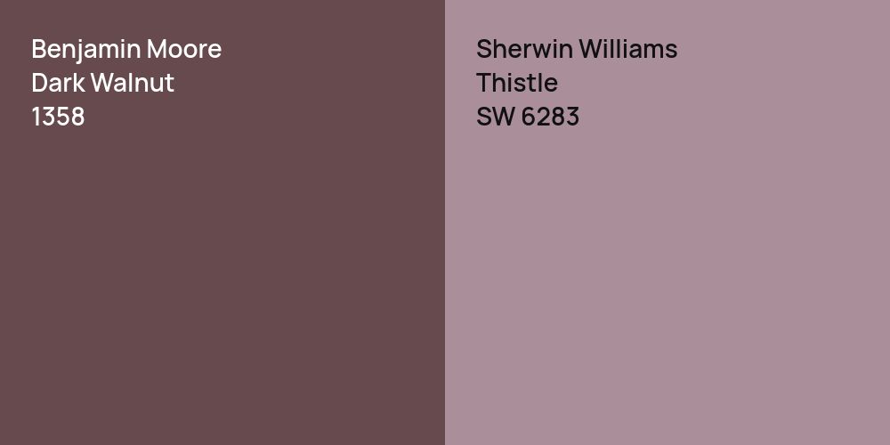 Benjamin Moore Dark Walnut vs. Sherwin Williams Thistle