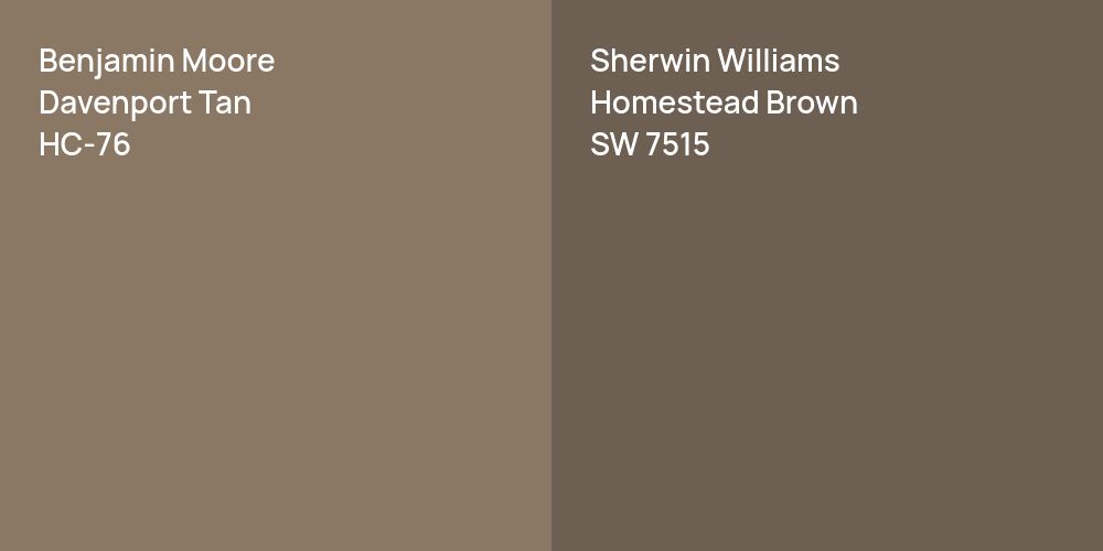 Benjamin Moore Davenport Tan vs. Sherwin Williams Homestead Brown