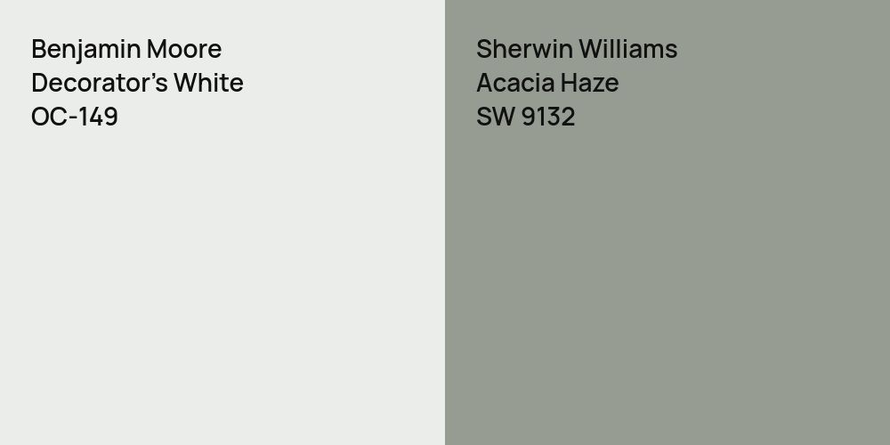 Benjamin Moore Decorator's White vs. Sherwin Williams Acacia Haze