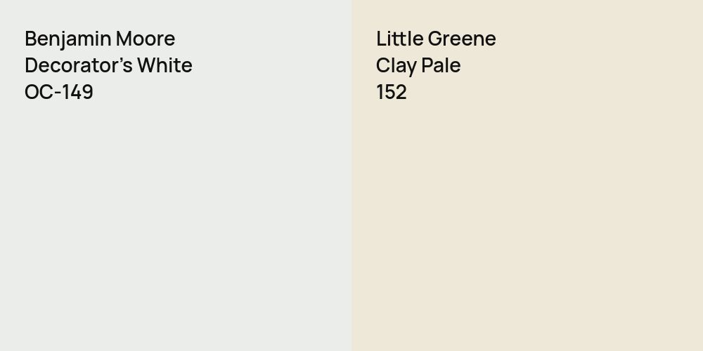 Benjamin Moore Decorator's White vs. Little Greene Clay Pale