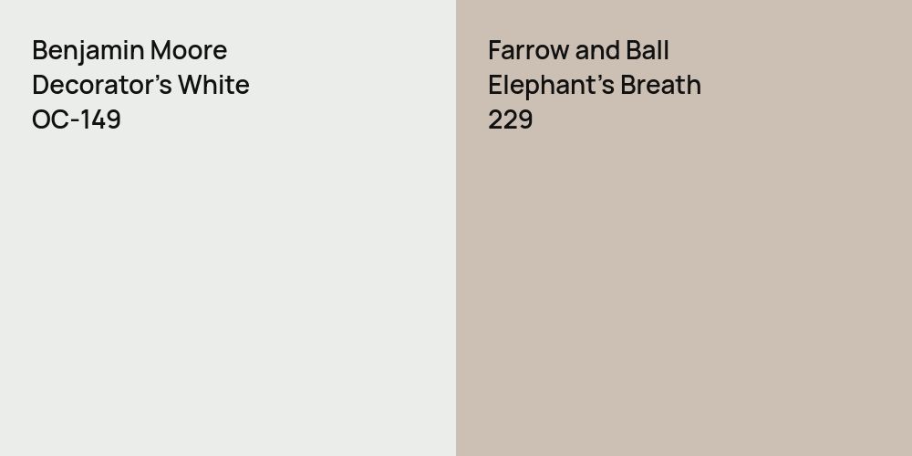 Benjamin Moore Decorator's White vs. Farrow and Ball Elephant's Breath