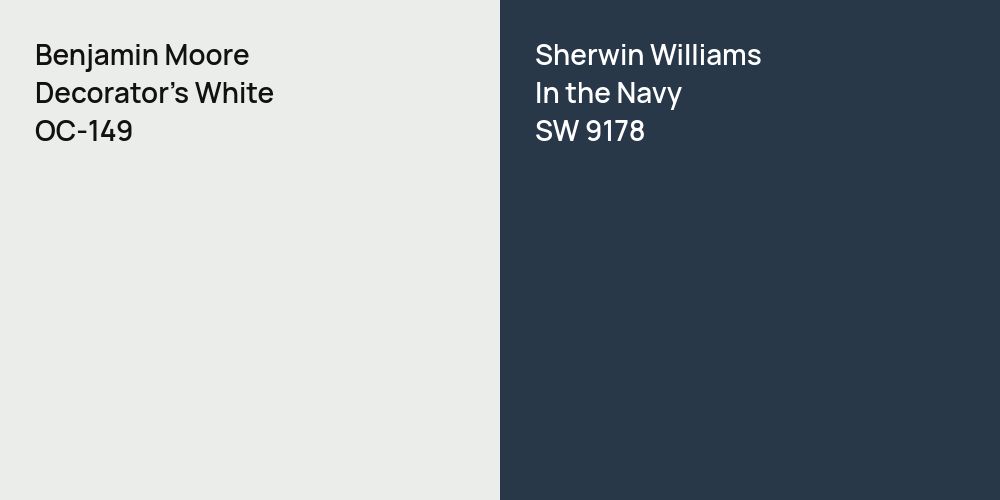 Benjamin Moore Decorator's White vs. Sherwin Williams In the Navy