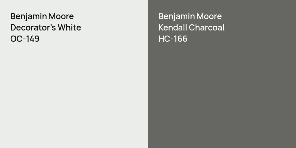 Benjamin Moore Decorator's White vs. Benjamin Moore Kendall Charcoal