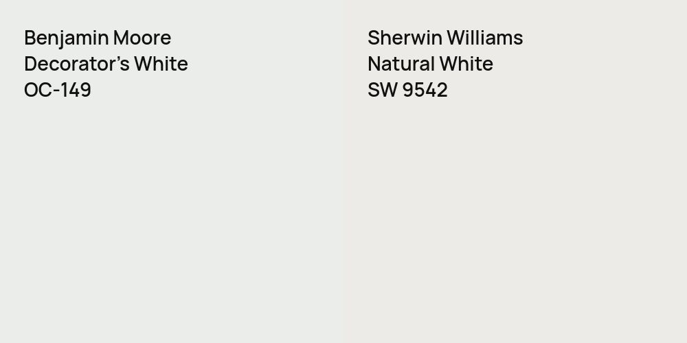 Benjamin Moore Decorator's White vs. Sherwin Williams Natural White