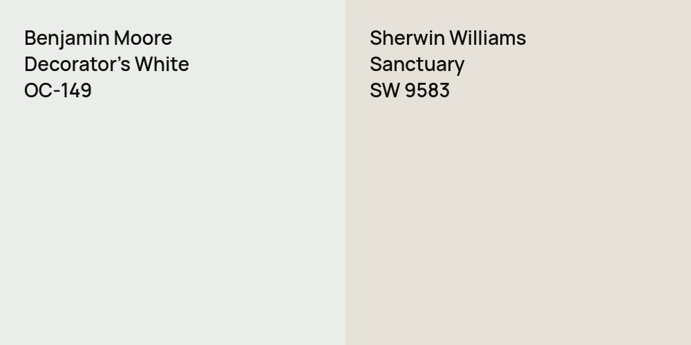 Benjamin Moore Decorator's White vs. Sherwin Williams Sanctuary