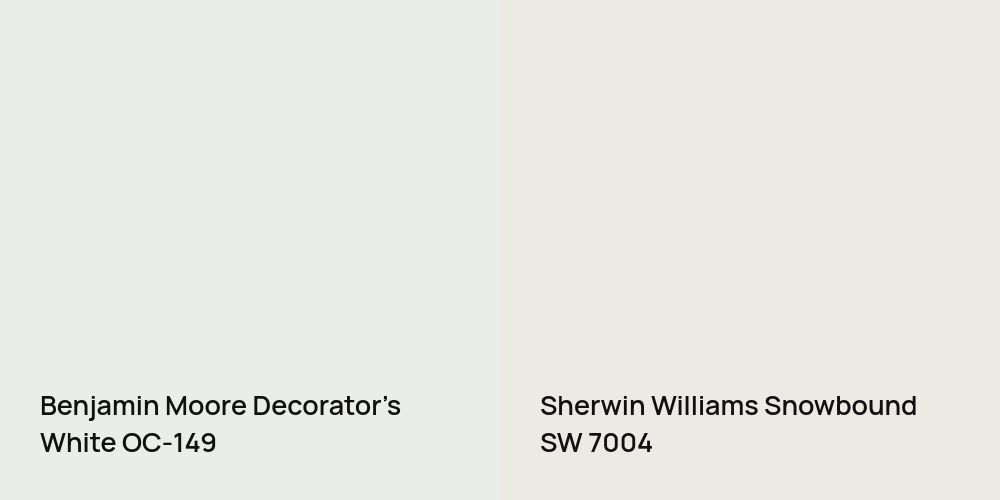 Benjamin Moore Decorator's White vs. Sherwin Williams Snowbound