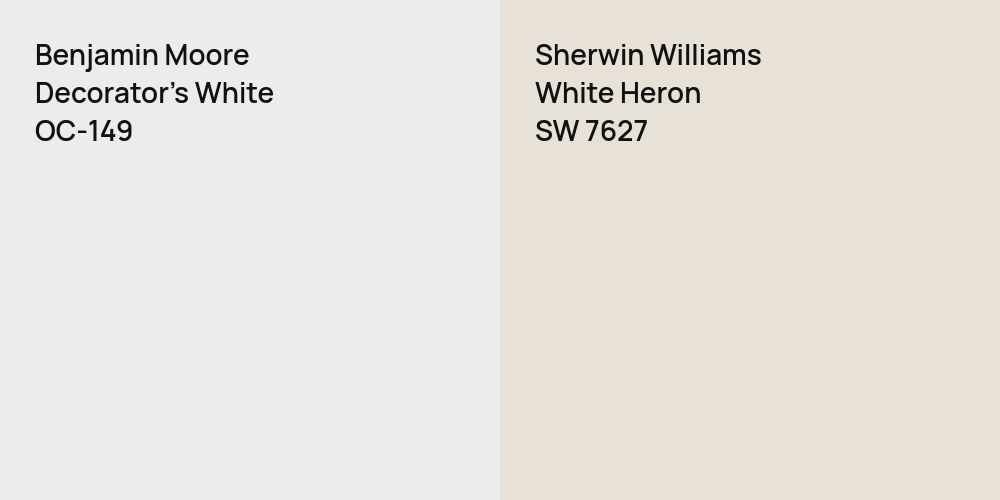 Benjamin Moore Decorator's White vs. Sherwin Williams White Heron