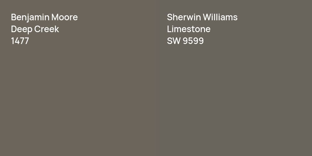 Benjamin Moore Deep Creek vs. Sherwin Williams Limestone