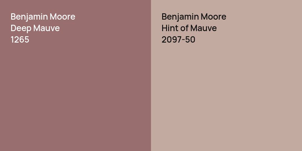 Benjamin Moore Deep Mauve vs. Benjamin Moore Hint of Mauve