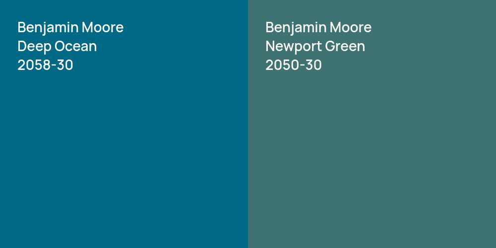 Benjamin Moore Deep Ocean vs. Benjamin Moore Newport Green