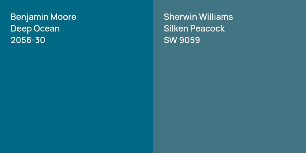 Benjamin Moore Deep Ocean vs. Sherwin Williams Silken Peacock