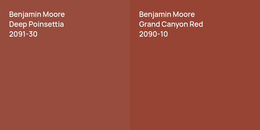 Benjamin Moore Deep Poinsettia vs. Benjamin Moore Grand Canyon Red