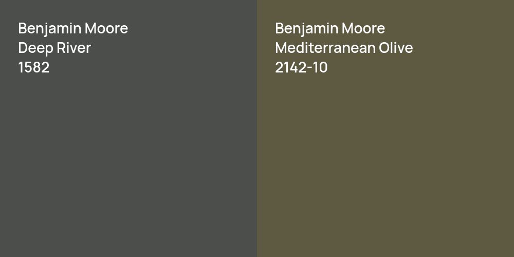 Benjamin Moore Deep River vs. Benjamin Moore Mediterranean Olive