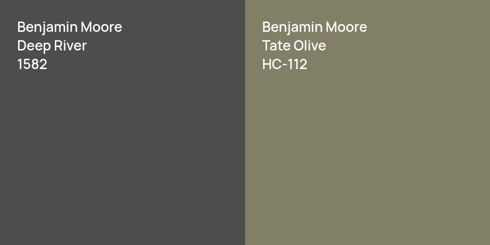 Benjamin Moore Deep River vs. Benjamin Moore Tate Olive