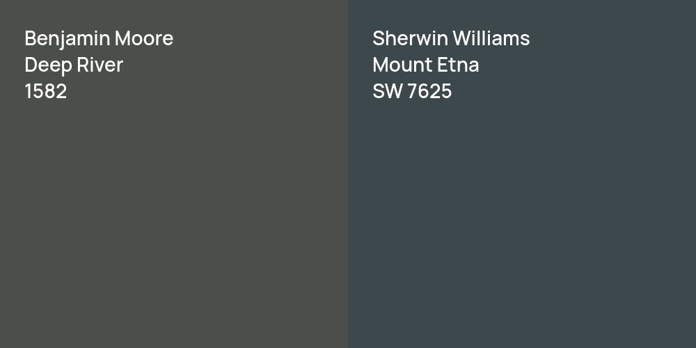 Benjamin Moore Deep River vs. Sherwin Williams Mount Etna