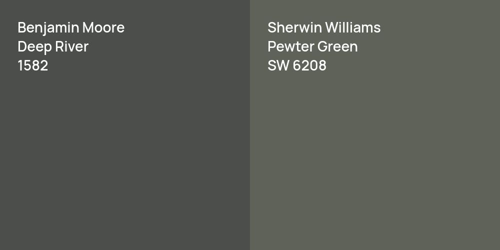 Benjamin Moore Deep River vs. Sherwin Williams Pewter Green