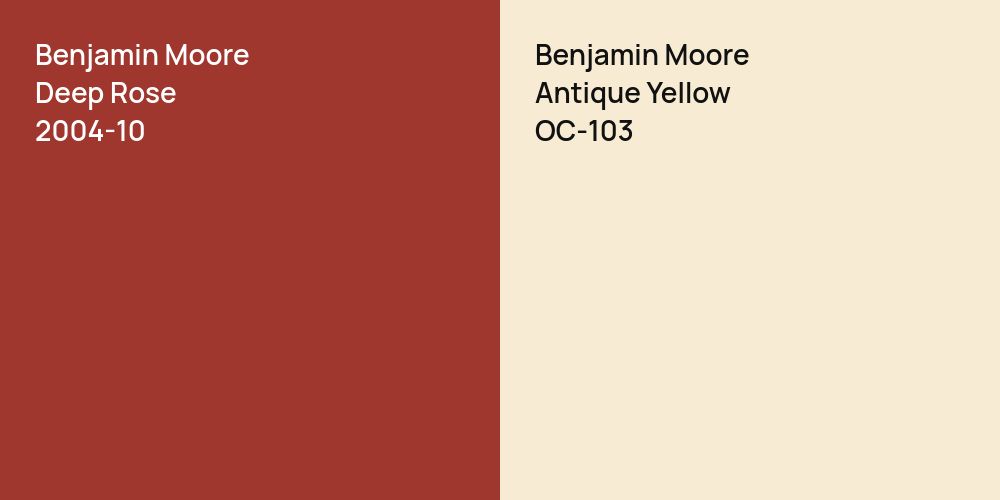 Benjamin Moore Deep Rose vs. Benjamin Moore Antique Yellow