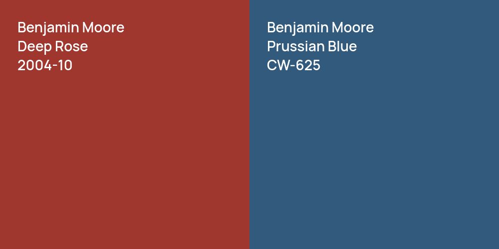 Benjamin Moore Deep Rose vs. Benjamin Moore Prussian Blue