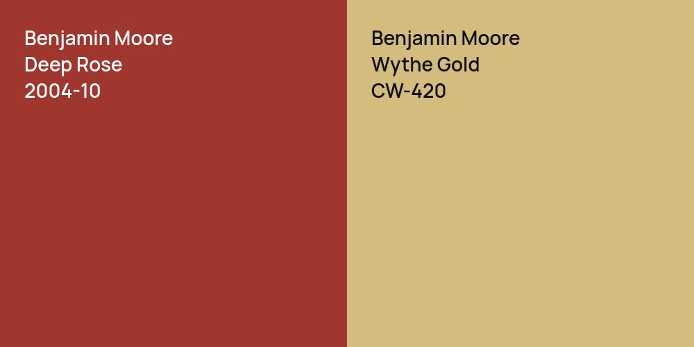 Benjamin Moore Deep Rose vs. Benjamin Moore Wythe Gold