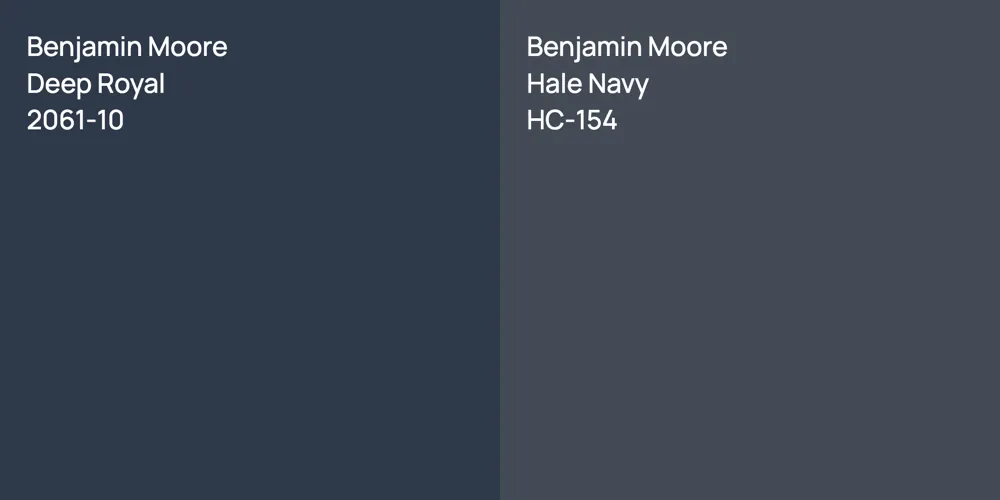 Benjamin Moore Deep Royal vs. Benjamin Moore Hale Navy