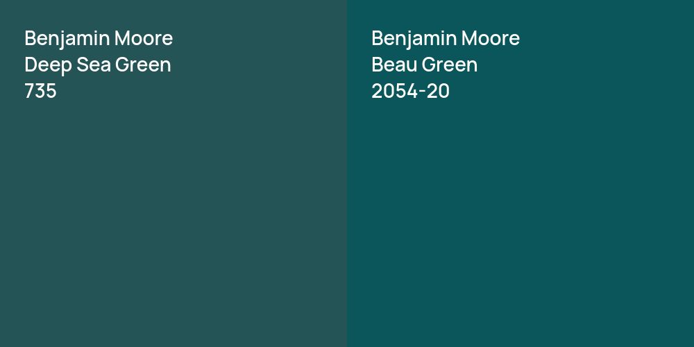 Benjamin Moore Deep Sea Green vs. Benjamin Moore Beau Green