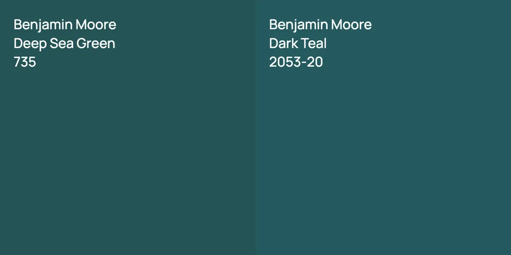 Benjamin Moore Deep Sea Green vs. Benjamin Moore Dark Teal